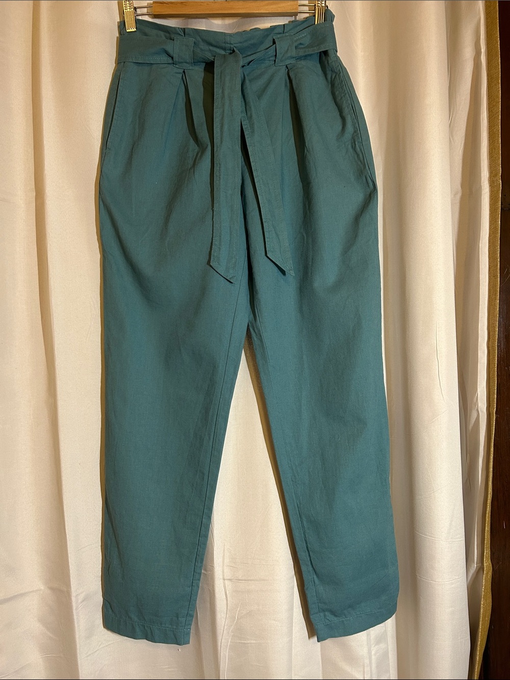Chelsea & Violet Teal High-Waist Tie Wide Leg Pants